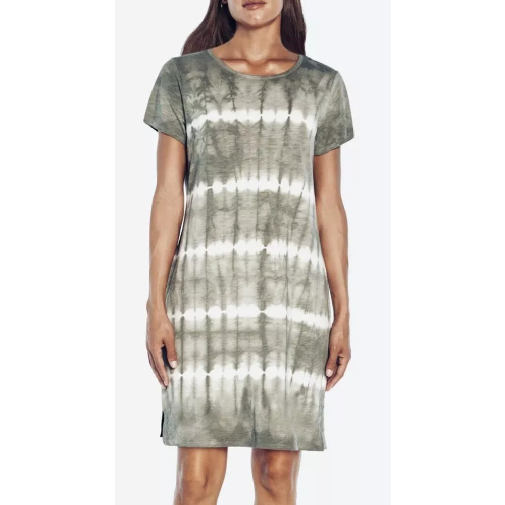Gap Olive Green Tie Dye Crew Neck Short Sleeve T-Shirt Dress Womans Size Medium
